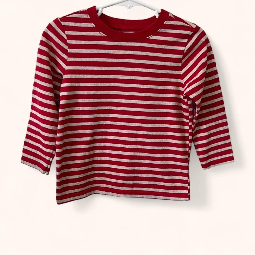 2T Boy Garanimals Red Cream Striped Long Sleeve T-Shirt Preppy Retro